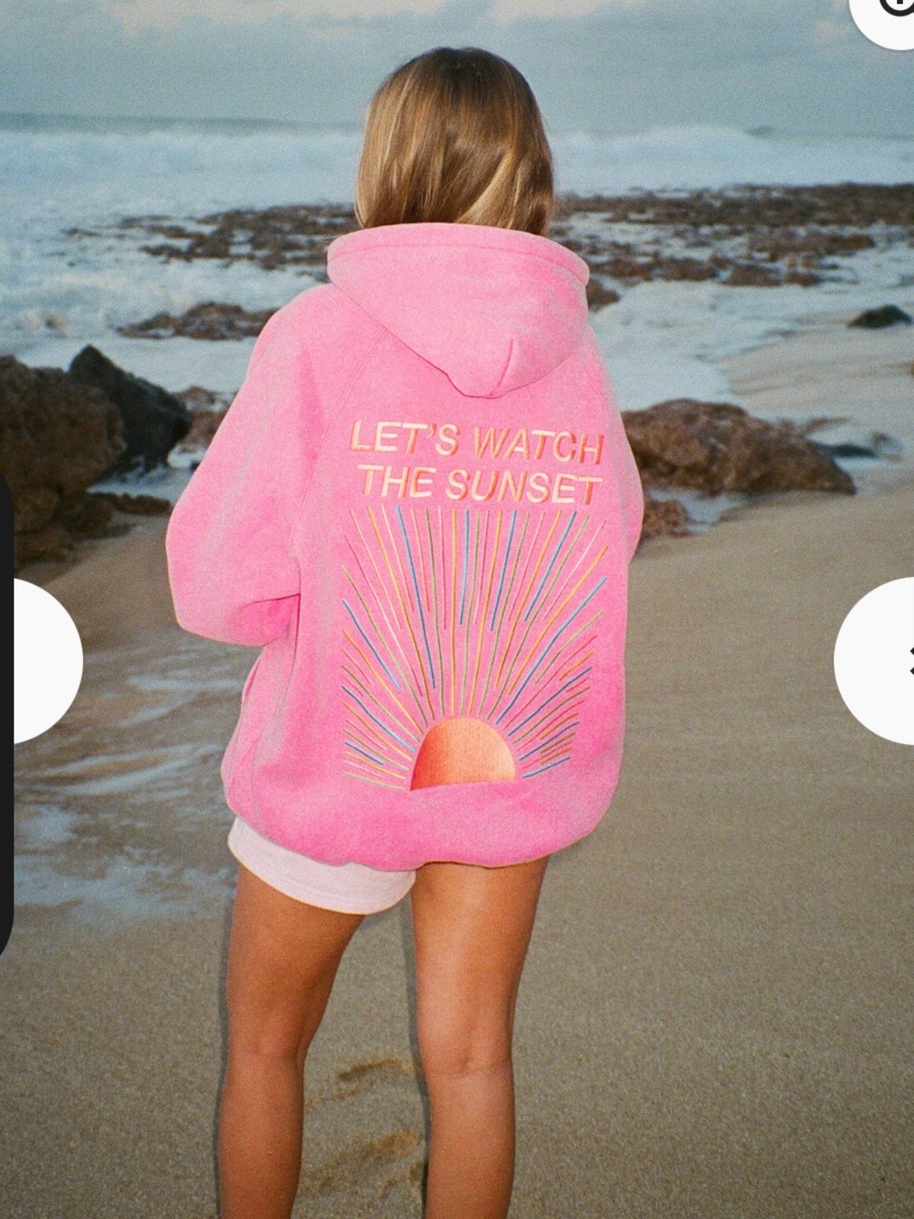 Dandy Worldwide Let’s Watch the Sunset Pink Hoodie size Large NWT